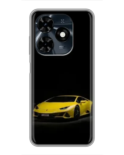 Чехол для TECNO Spark 20c с картинкой «Lamborghini желтый акцент»