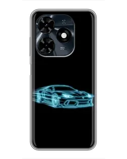 Чехол для TECNO Spark 20c с картинкой «Неоновый контур Lamborghini»