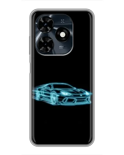 Чехол для TECNO Spark 20c с картинкой «Неоновый контур Lamborghini»