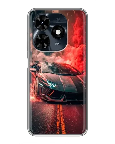 Чехол для TECNO Spark 20c с картинкой «Lamborghini красный дым»