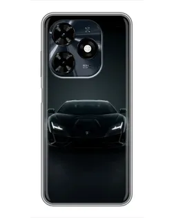 Чехол для TECNO Spark 20c с картинкой «Черный Lamborghini Aventador»