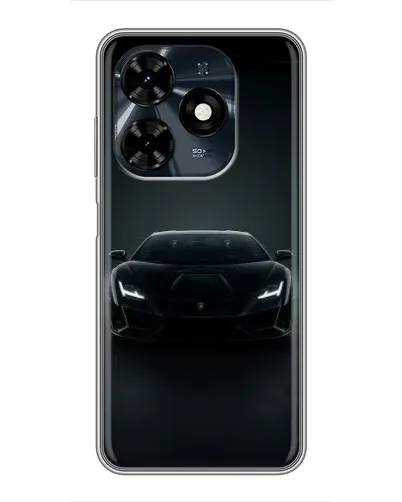 Чехол для TECNO Spark 20c с картинкой «Черный Lamborghini Aventador»