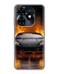 Чехол для TECNO Spark 20c с картинкой «Lamborghini в огне»