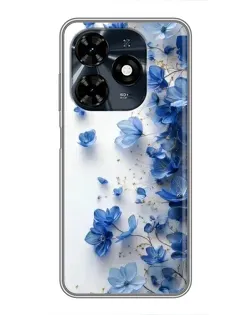 Чохол для TECNO Spark 20c з картинкою «Блакитний квітковий каскад»