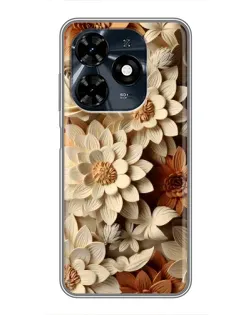 Чохол для TECNO Spark 20c з картинкою «Бежевий флористичний декор»