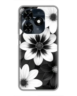 Чохол для TECNO Spark 20c з картинкою «Монохромні айстри»