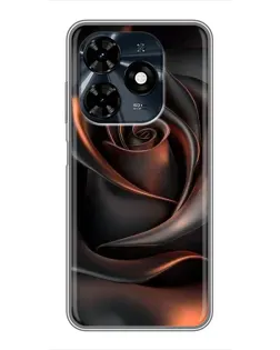 Чохол для TECNO Spark 20c з картинкою «Шовкова чорна троянда»
