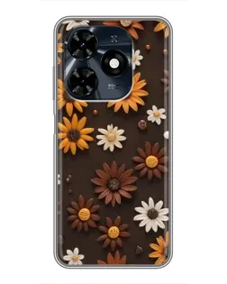 Чохол для TECNO Spark 20c з картинкою «Візерунок з маленьких соняшників»