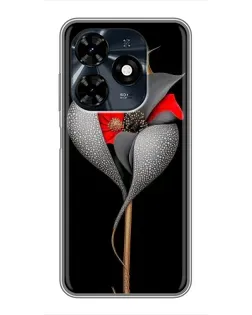 Чехол для TECNO Spark 20c с картинкой «Серебряный фантазийный цветок»