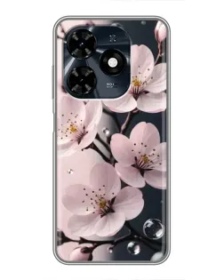 Чехол для TECNO Spark 20c с картинкой «Нежная сакура и капли»