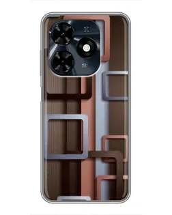 Чехол для TECNO Spark 20c с картинкой «Коричневые объемные квадраты» Чехол для TECNO Spark 20c с картинкой «Коричневые объемные квадраты»