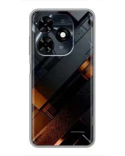 Чехол для TECNO Spark 20c с картинкой «Черные геометрические блоки»