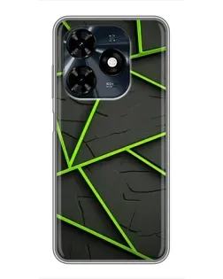 Чехол для TECNO Spark 20c с картинкой «Зеленые геометрические линии»