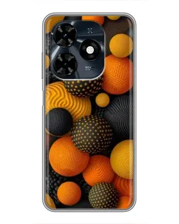 Чехол для TECNO Spark 20c с картинкой «Объемные оранжевые сферы»