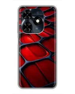 Чехол для TECNO Spark 20c с картинкой «Красная глянцевая сетка»