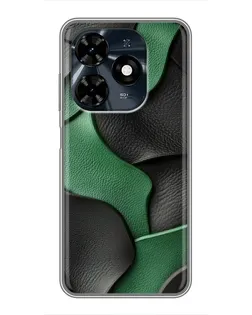 Чехол для TECNO Spark 20c с картинкой «Зеленые кожаные волны»