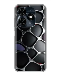 Чехол для TECNO Spark 20c с картинкой «Объемная темная решетка»