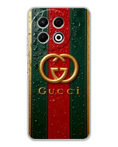 Чехол для TECNO Spark 30 Pro с картинкой «Gucci — фирменная полоса и золото» Чехол для TECNO Spark 30 Pro с картинкой «Gucci — фирменная полоса и золото»