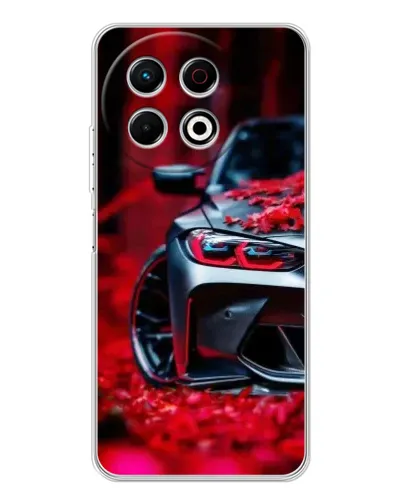 Чехол для TECNO Spark 30 Pro с картинкой «Спортивная BMW и цветы»