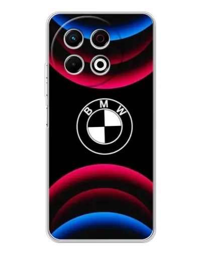 Чехол для TECNO Spark 30 Pro с картинкой «Логотип BMW и неоновые дуги»