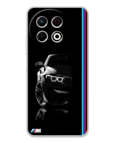 Чехол для TECNO Spark 30 Pro с картинкой «Силуэт BMW в темноте»