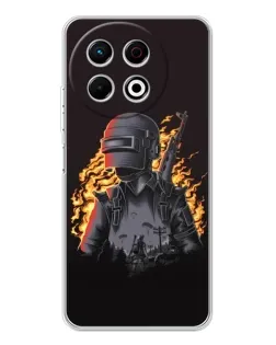 Чехол для TECNO Spark 30 Pro с картинкой «PUBG — огненный силуэт»