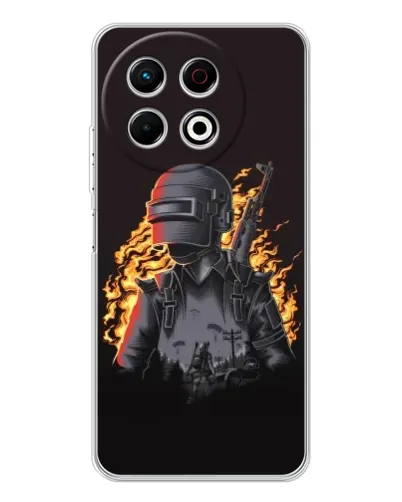 Чехол для TECNO Spark 30 Pro с картинкой «PUBG — огненный силуэт» Чехол для TECNO Spark 30 Pro с картинкой «PUBG — огненный силуэт»