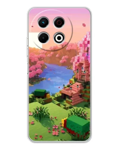 Чехол для TECNO Spark 30 Pro с картинкой «Розовое дерево Minecraft»