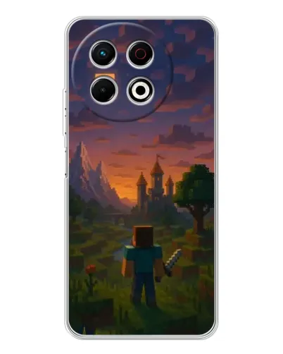 Чехол для TECNO Spark 30 Pro с картинкой «Стив у башни»
