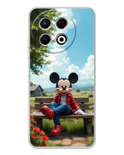 Чехол для TECNO Spark 30 Pro с картинкой «Микки на скамейке»