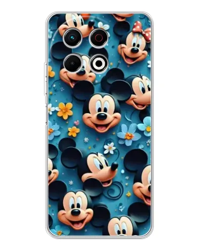 Чехол для TECNO Spark 30 Pro с картинкой «Паттерн Микки и Минни»