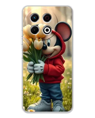 Чехол для TECNO Spark 30 Pro с картинкой «Микки с тюльпанами»