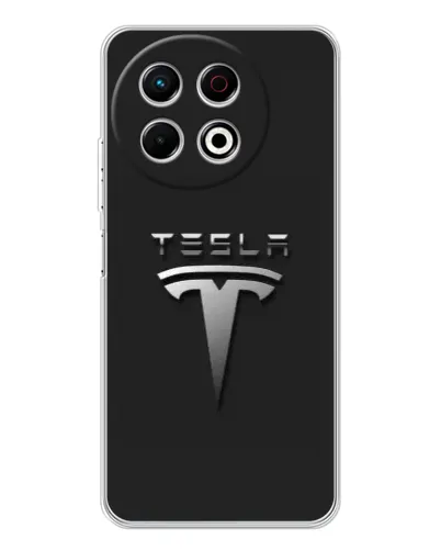 Чехол для TECNO Spark 30 Pro с картинкой «Стальной логотип Tesla» Чехол для TECNO Spark 30 Pro с картинкой «Стальной логотип Tesla»