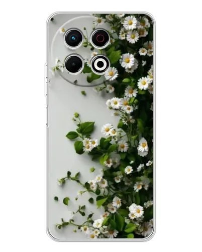 Чехол для TECNO Spark 30 Pro с картинкой «Ветка мелких белых цветов»