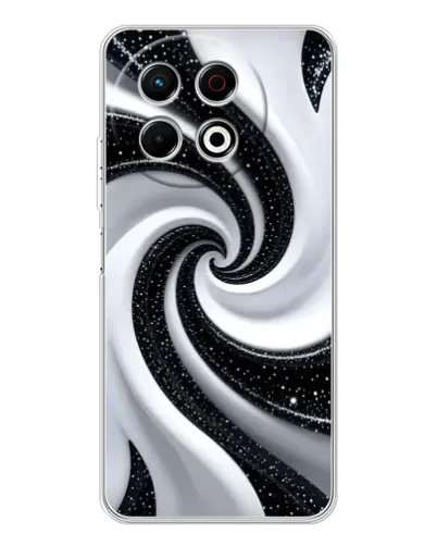 Чехол для TECNO Spark 30 Pro с картинкой «Черно-белая спираль»