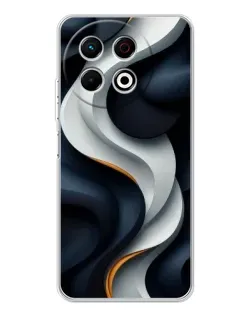 Чехол для TECNO Spark 30 Pro с картинкой «Объемные черно-белые ленты»