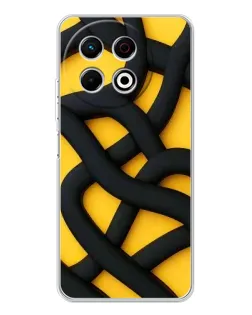 Чехол для TECNO Spark 30 Pro с картинкой «Черное желтое переплетение»