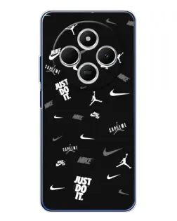 Чехол для TECNO Spark 30 с картинкой «Nike Black Pattern»