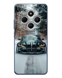 Чехол для TECNO Spark 30 с картинкой «BMW в зимнем лесу»