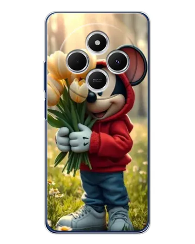 Чехол для TECNO Spark 30 с картинкой «Микки с тюльпанами»