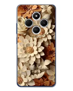 Чохол для TECNO Spark 30 з картинкою «Бежевий флористичний декор»