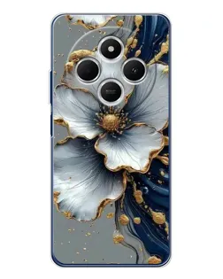 Чохол для TECNO Spark 30 з картинкою «Біла квітка та золотий флюїд»