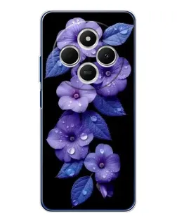 Чохол для TECNO Spark 30 з картинкою «Фіолетові квіти з росою»