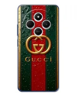 Чехол для TECNO Spark 30C с картинкой «Gucci — фирменная полоса и золото»