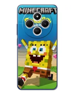 Чехол для TECNO Spark 30C с картинкой «Губка Боб Minecraft»