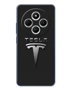 Чехол для TECNO Spark 30C с картинкой «Стальной логотип Tesla»