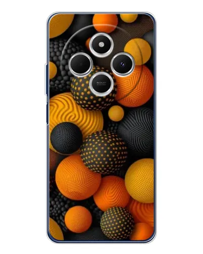 Чехол для TECNO Spark 30C с картинкой «Объемные оранжевые сферы»