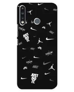 Чехол для TECNO Spark 4 с картинкой «Nike Black Pattern»