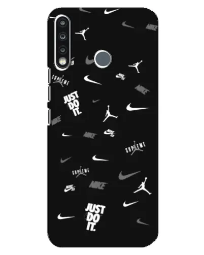 Чехол для TECNO Spark 4 с картинкой «Nike Black Pattern»