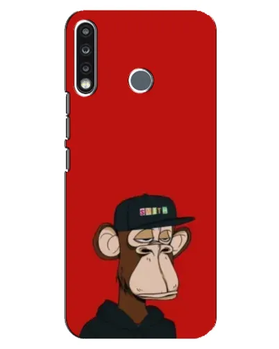 Чехол для TECNO Spark 4 с картинкой «Bored Ape — красный фон»